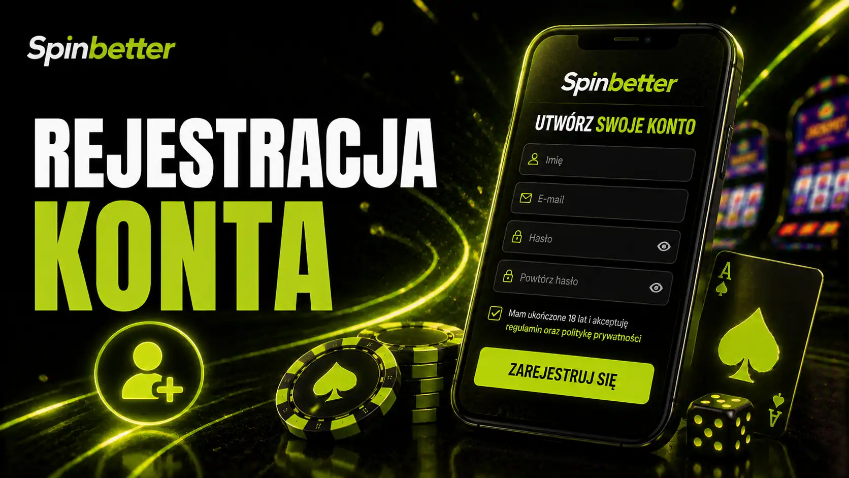 Rejestracja SpinBetter – formularz zakładania konta w kasynie